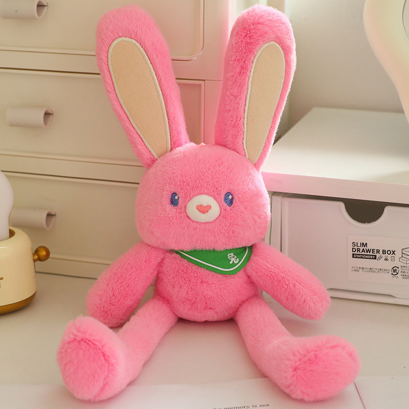 Dopamine Pull-String Rabbit Plush Keychain - Cute Bunny Plush Toy, Backpack Charm, and Heartfelt Gift