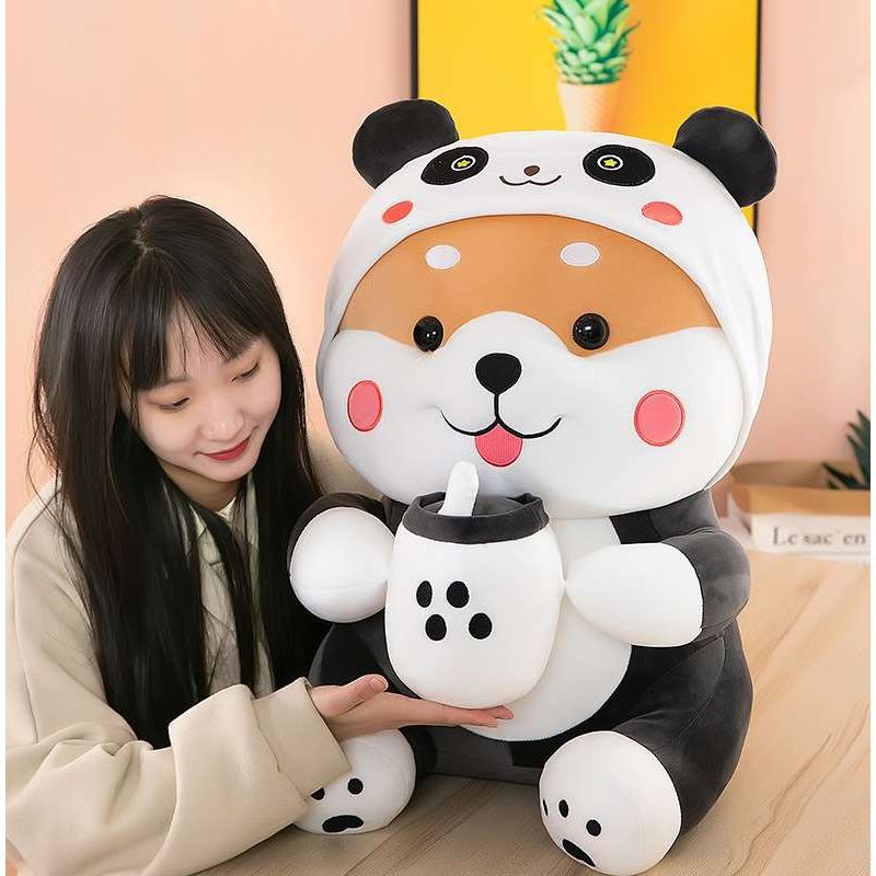 Milk tea dog Internet celebrity super cute plush toy transformed into a dog doll creative Shiba Inu scissors machine doll