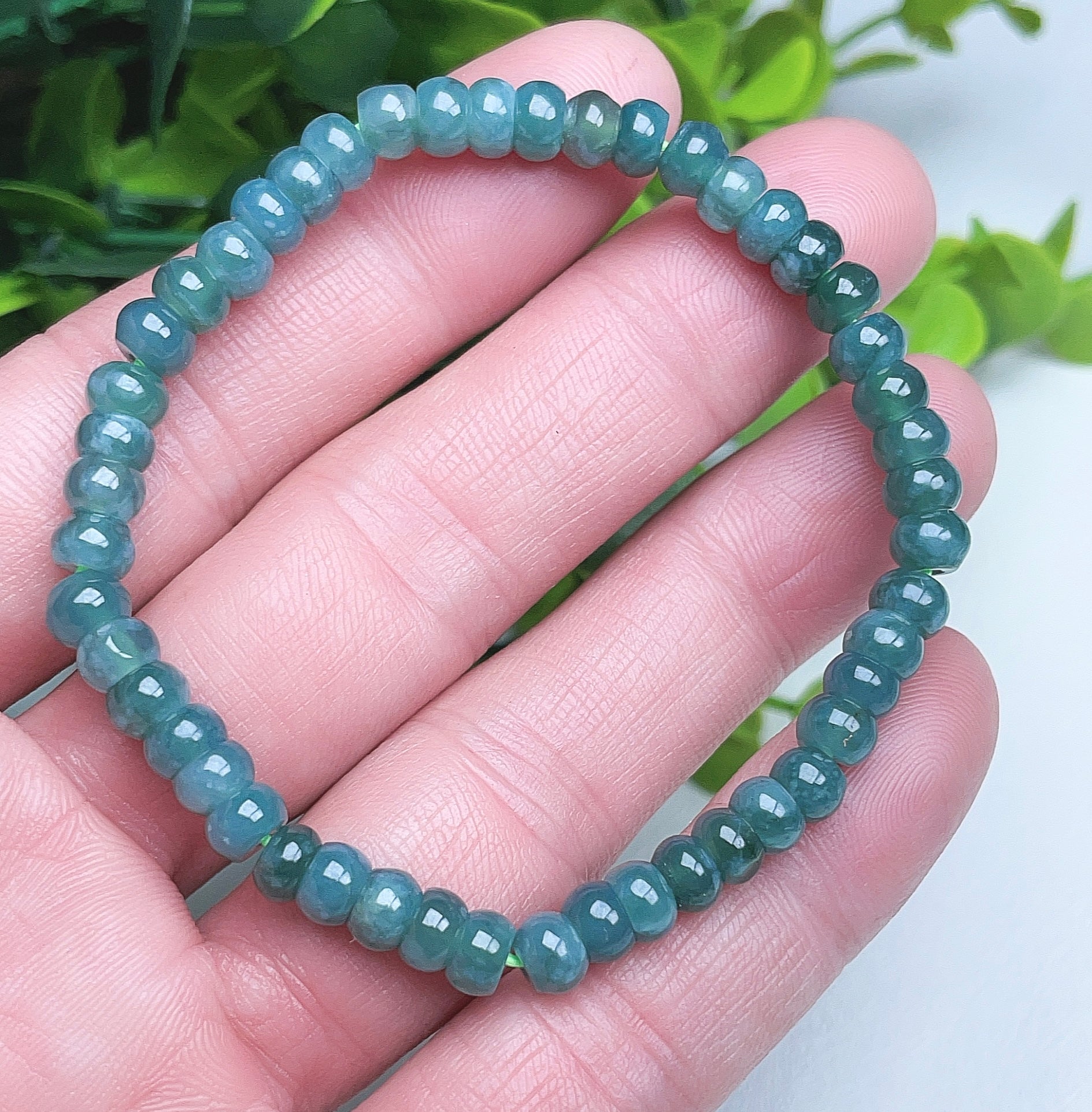 Natural Jade 5.5mm Abacus Bead Bracelet