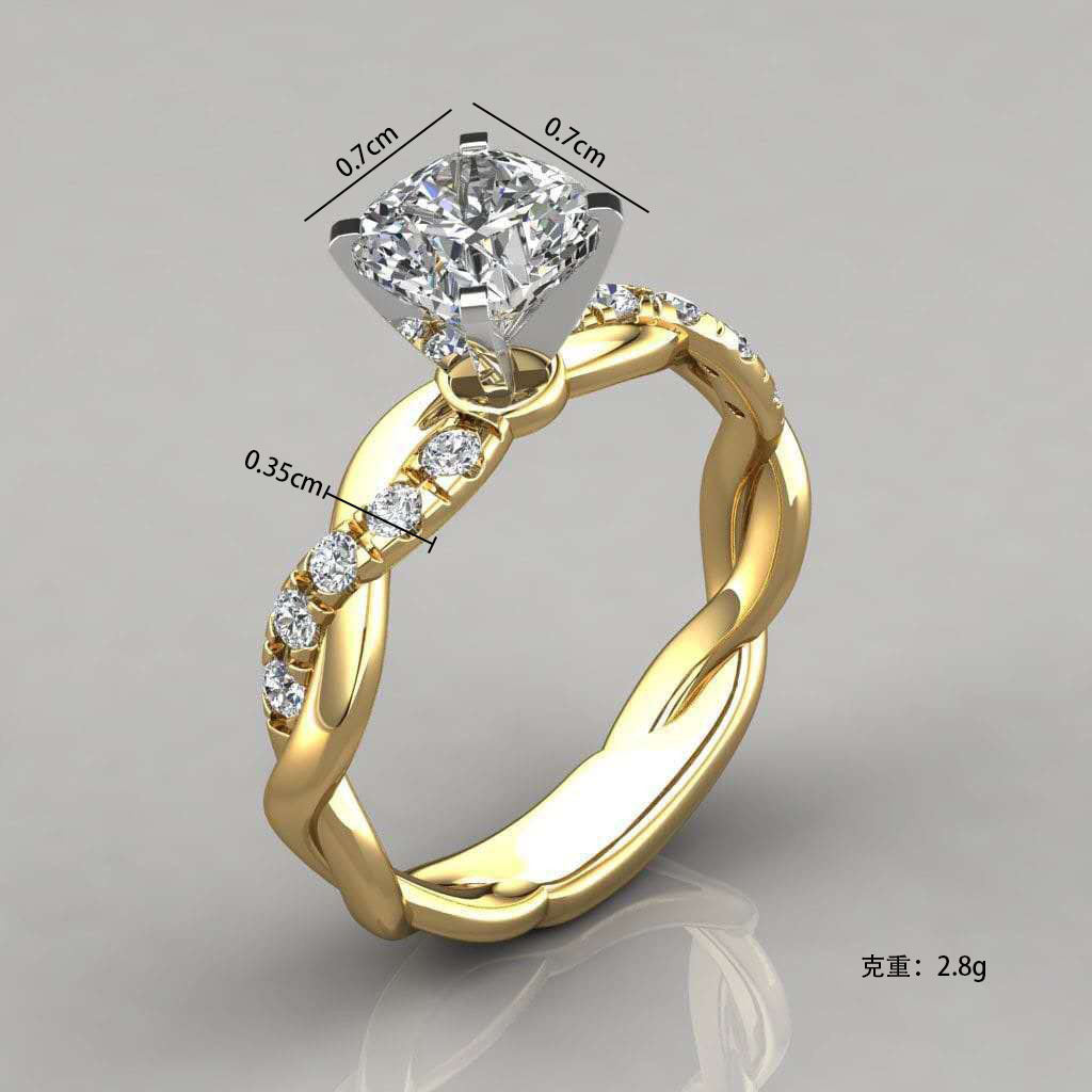 Hot-Selling 18K Rose Gold Princess-Cut Diamond Engagement Ring - European Style