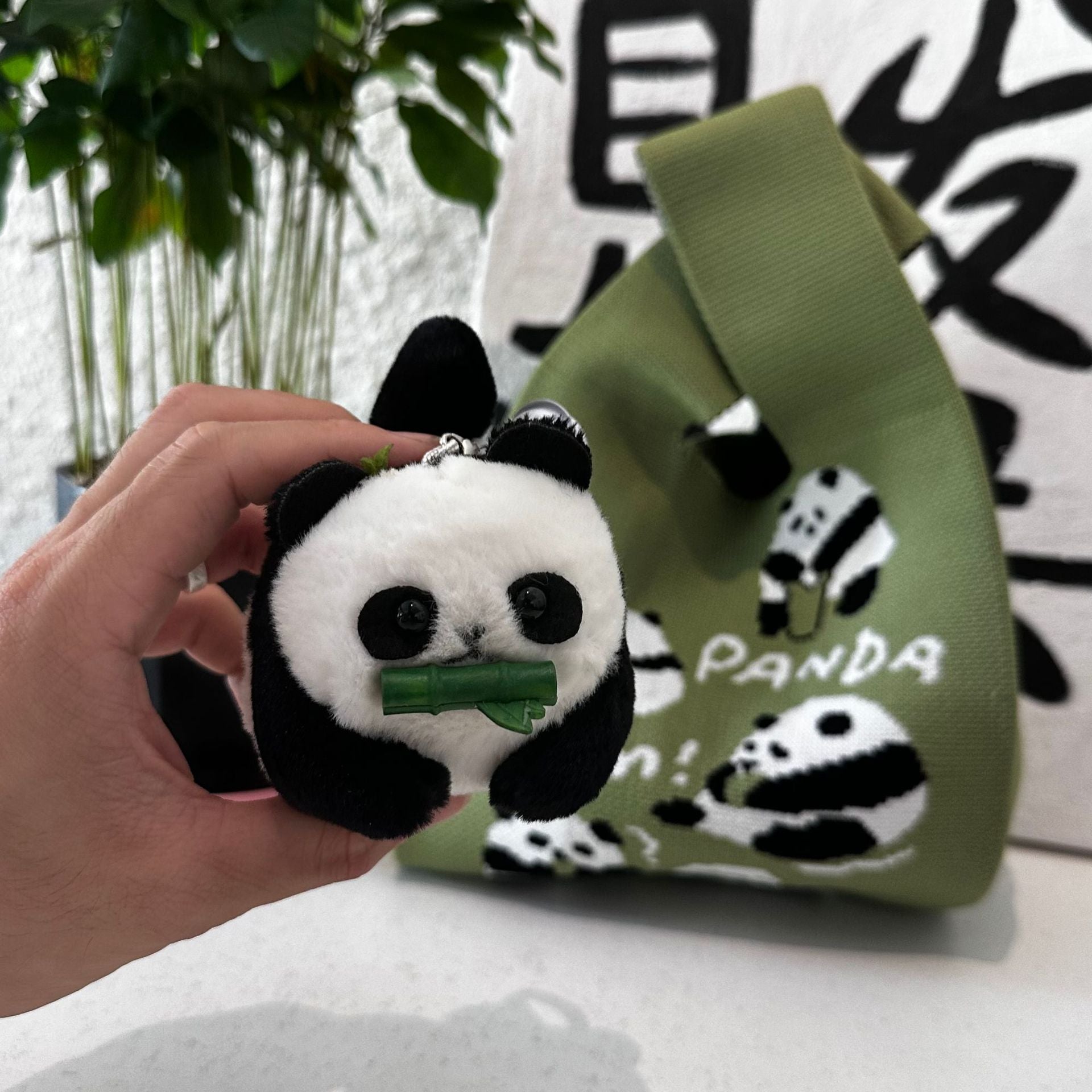 Pull-String Wiggling Panda Plush Toy - Adorable Hanging Panda with Moving Tail