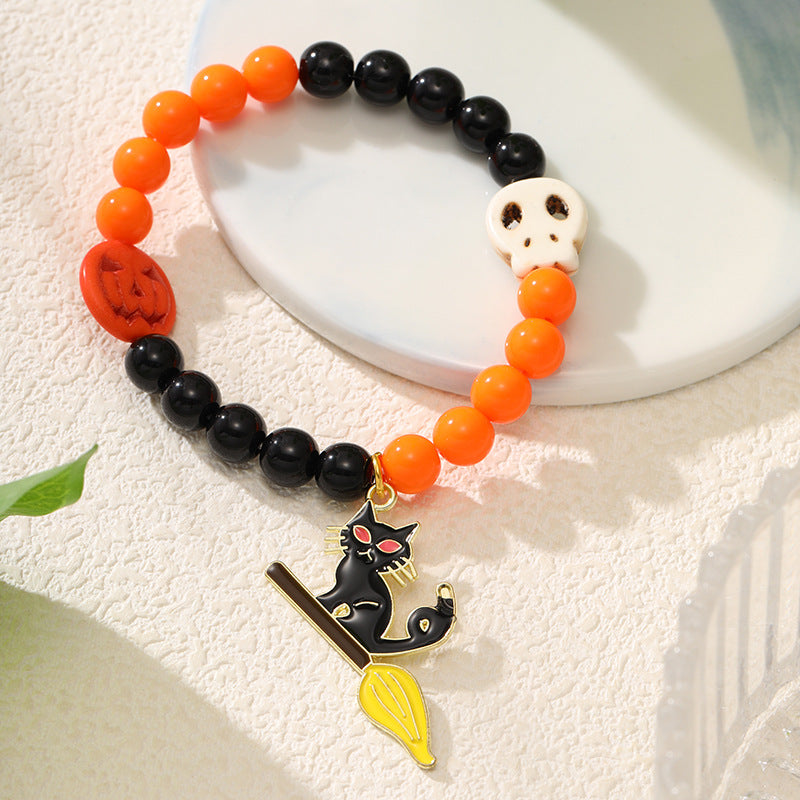 Handmade Halloween Beaded Bracelets - Pumpkin & Ghost Festival Orange Series, 10 Styles, New for September 2024