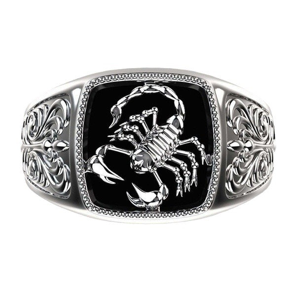 Wish New Creative Scorpio Relief Men's Ring - 925 Silver-Plated Scorpion Anniversary Ring