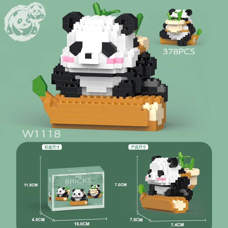 Mini Panda Building Blocks - Flower-Themed Educational Toy with Tiny Pieces, Ideal Gift for Creative Play