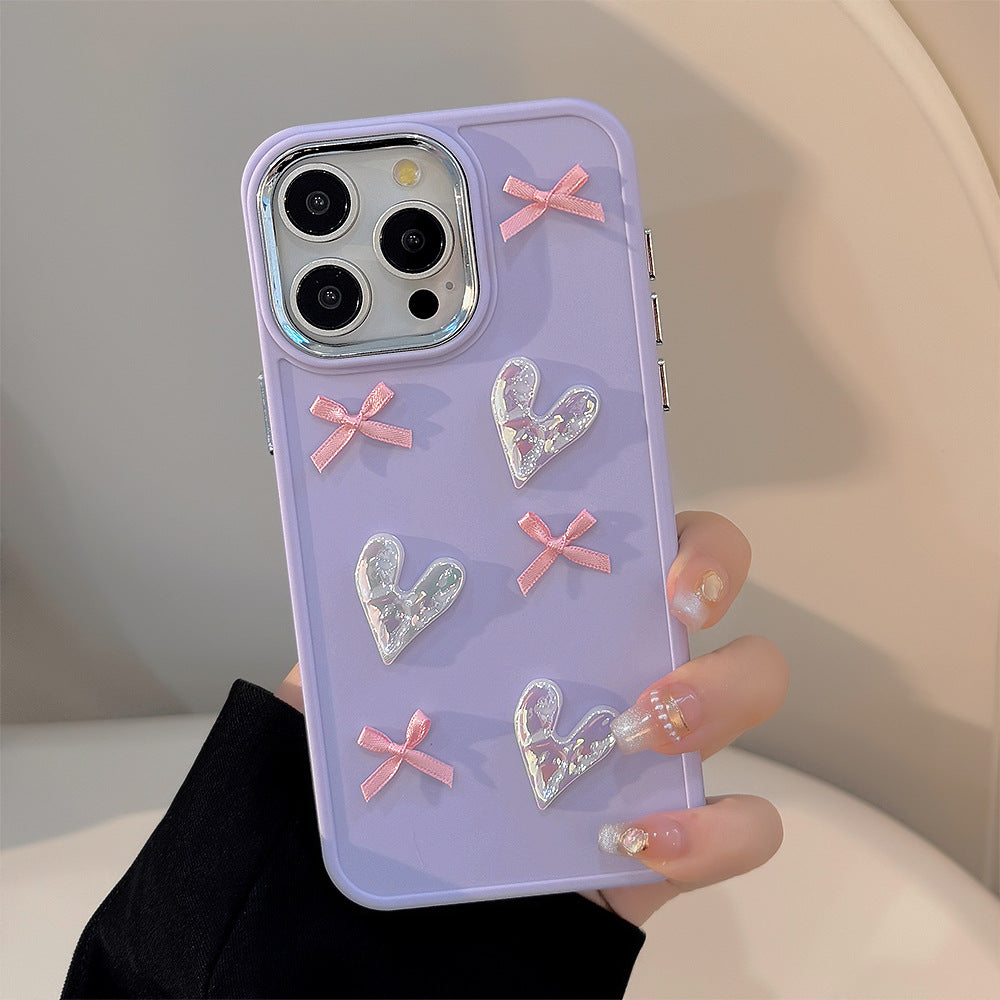 Pink love bow mobile phone case 6D design suitable for Apple series