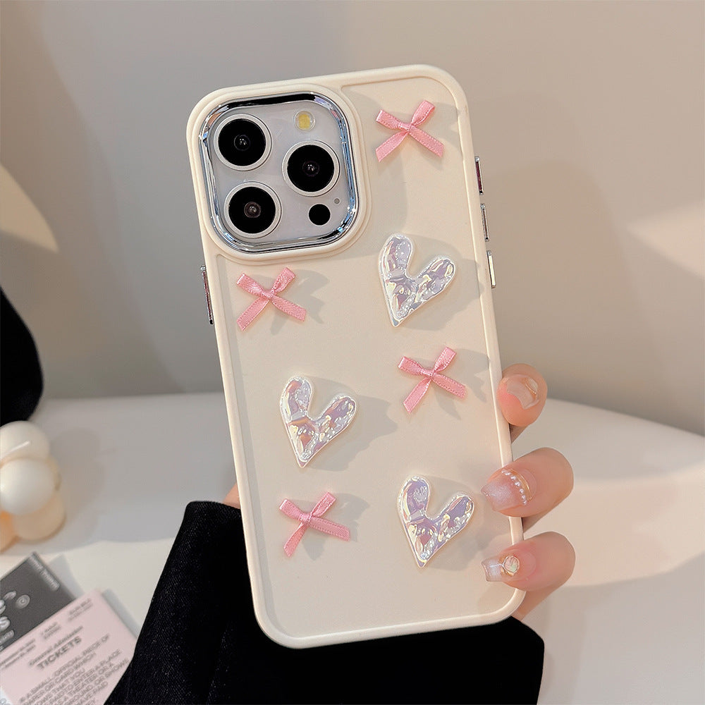 Pink love bow mobile phone case 3D design suitable for Apple series