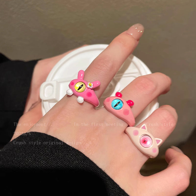 Cute Monster Ring Collection - Unique and Playful One-Eyed Monster Adjustable Rings