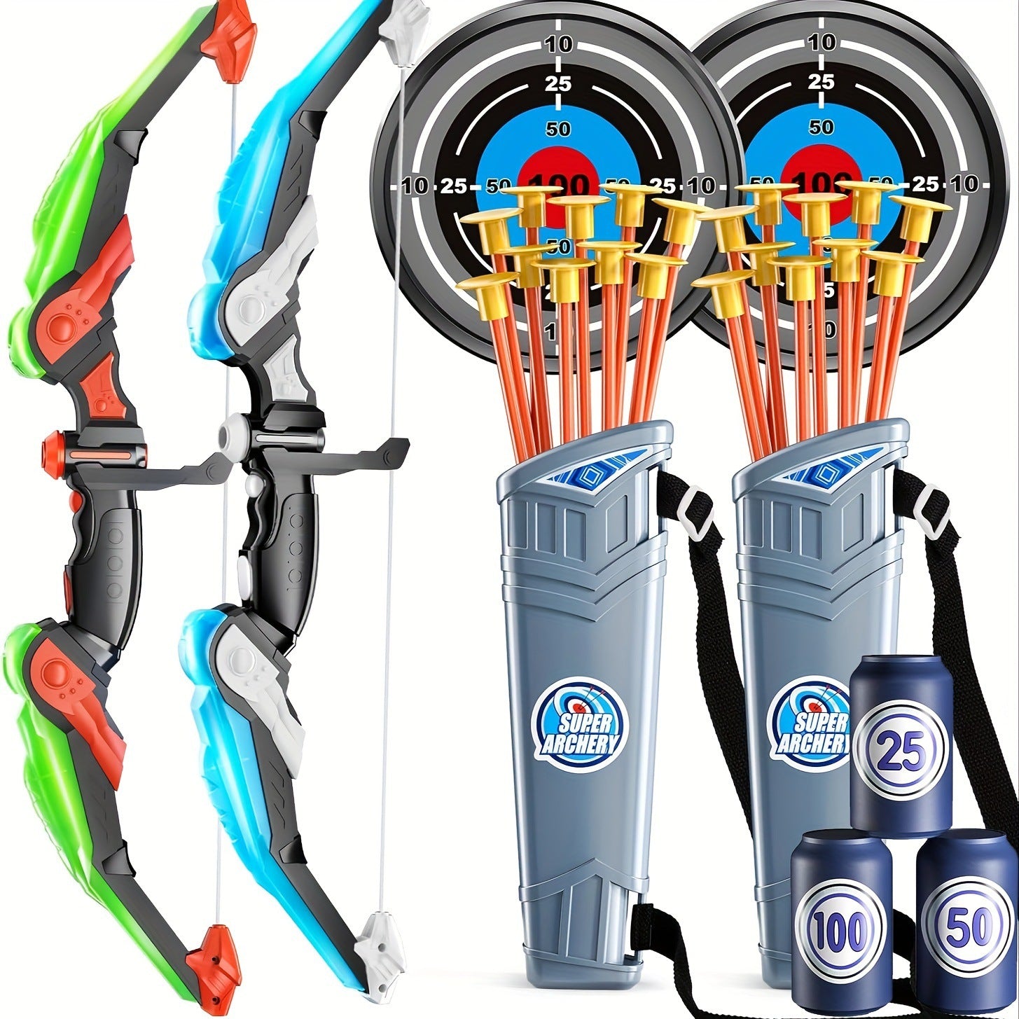 Children's Light-Up Archery Set - Sports Shooting Toy with Bow and Arrow for Boys