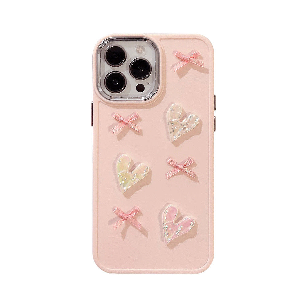 Pink love bow mobile phone case 3D design suitable for Apple series