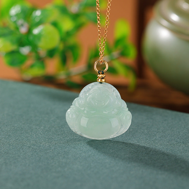 925 Sterling Silver Gold-plated Jade Maitreya Necklace