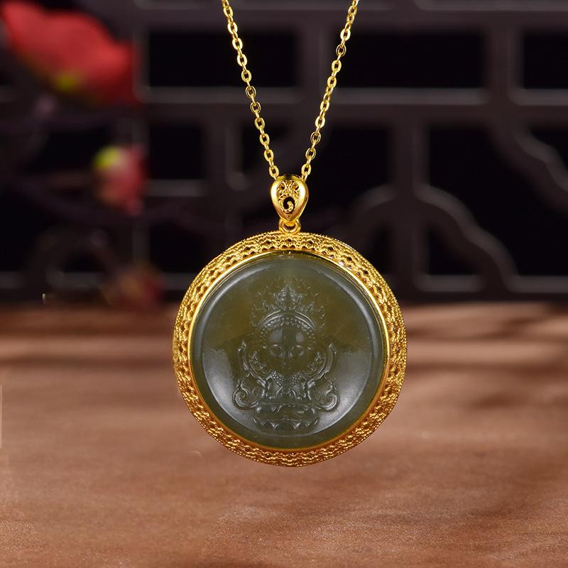 925 Silver  Natural Hetian Jade "Lake Water Jade" Pendant Necklace