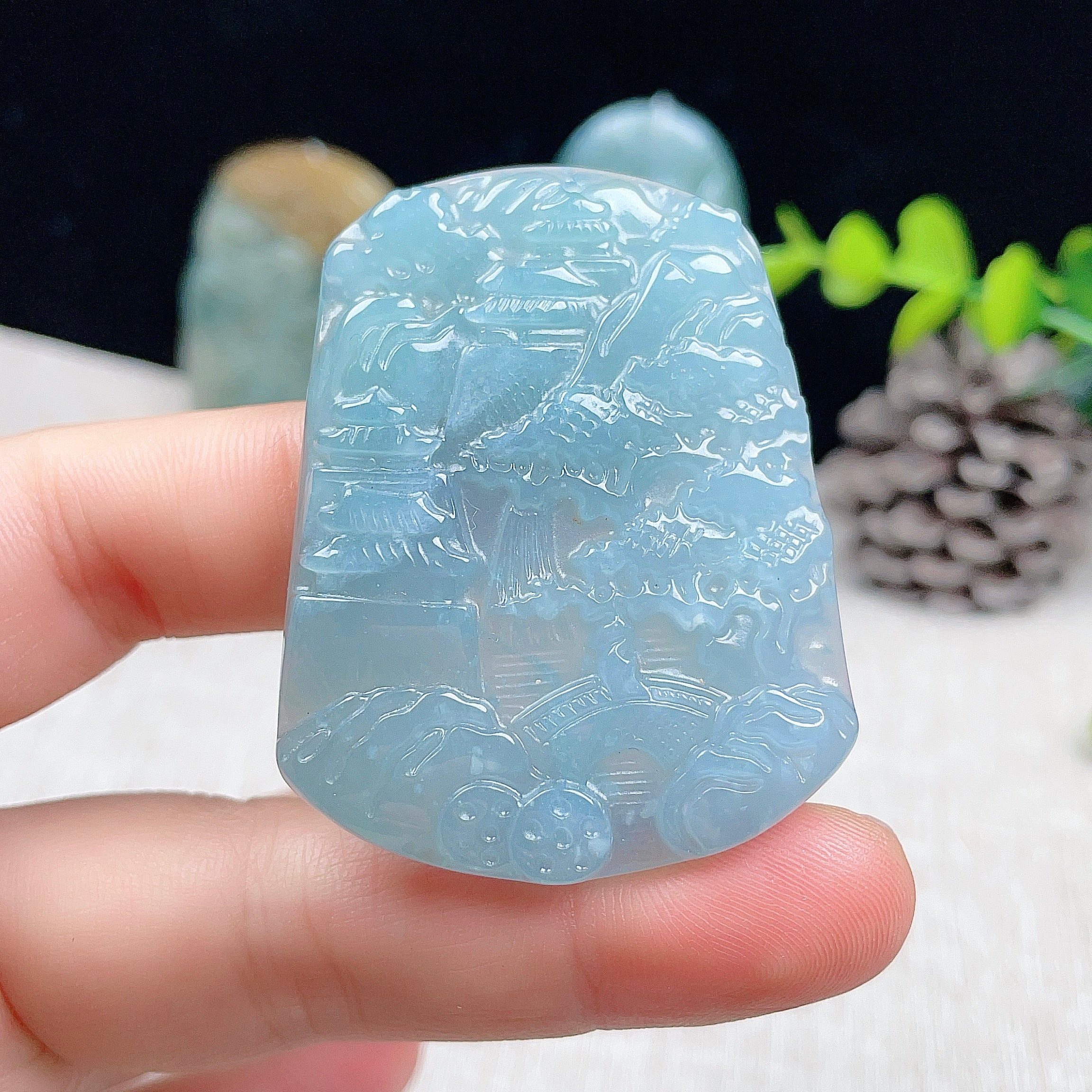 Myanmar Natural Jade Landscape Pendant