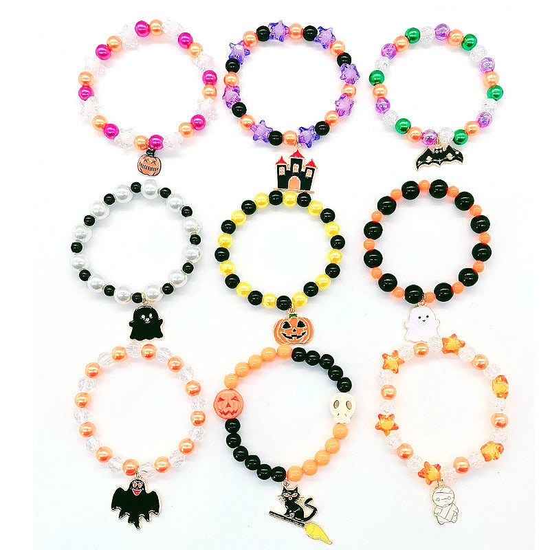 Handmade Halloween Beaded Bracelets - Pumpkin & Ghost Festival Orange Series, 10 Styles, New for September 2024