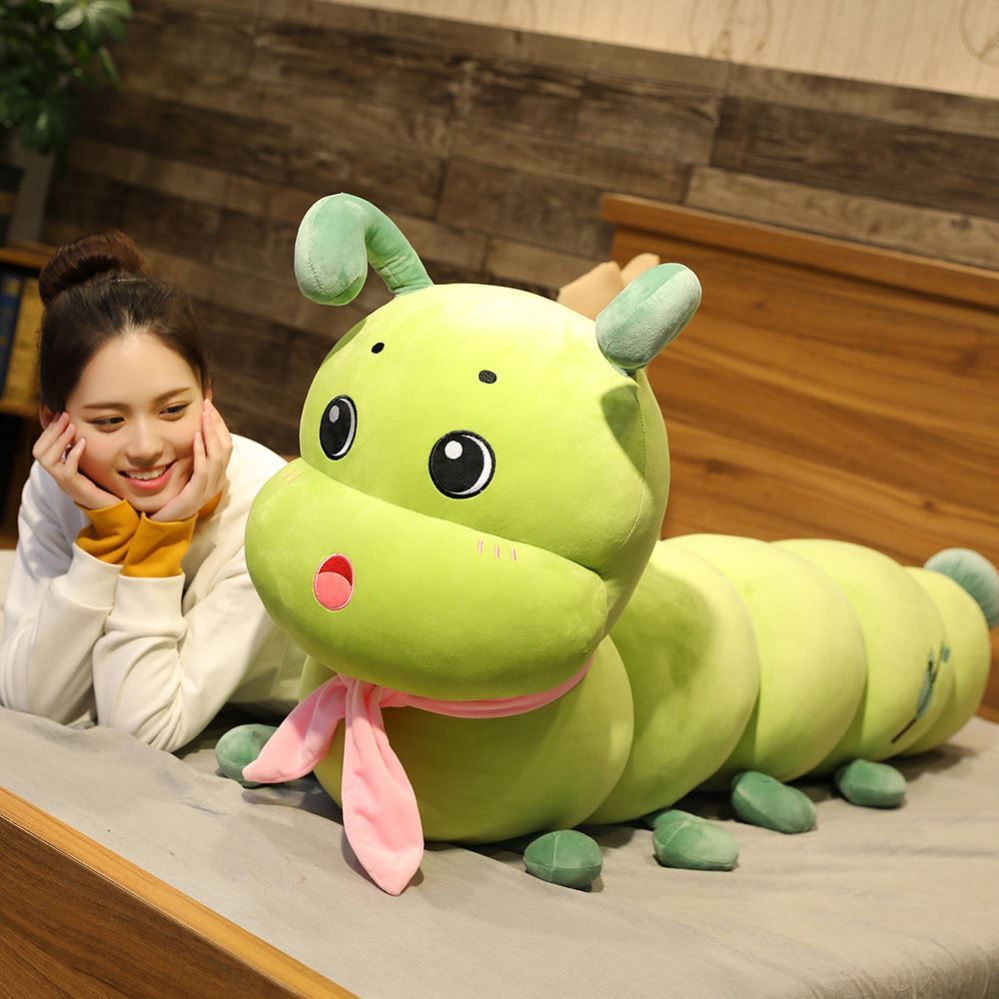 Adorable Caterpillar Plush Body Pillow - Long Stuffed Animal Doll for Girls - 4 Color Options