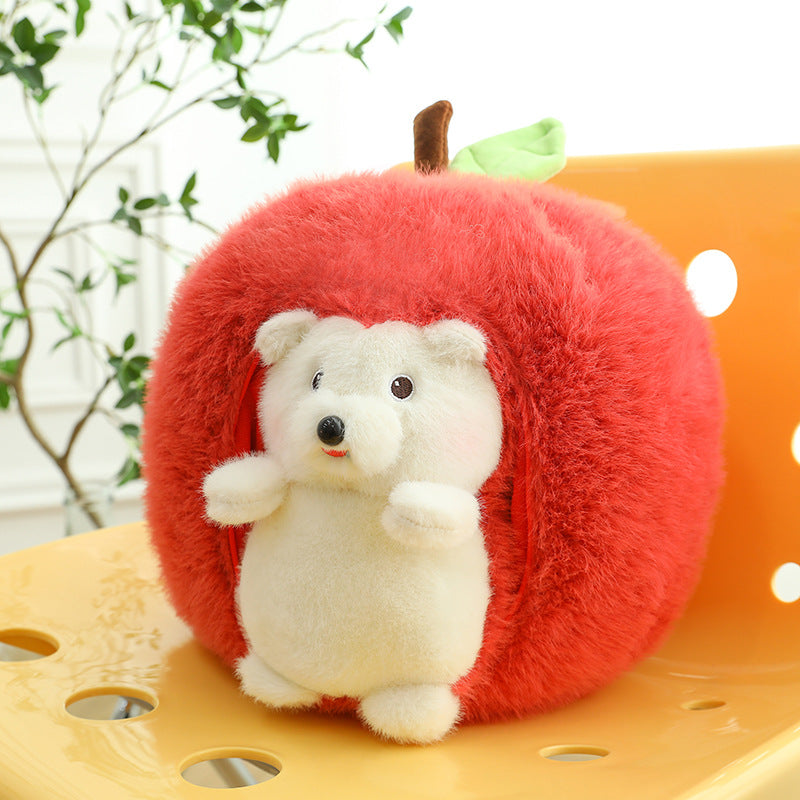 Apple Hedgehog Plush Toy - Adorable Hidden Hedgehog Plush with Removable Apple Cover, Large Plush Doll Gift