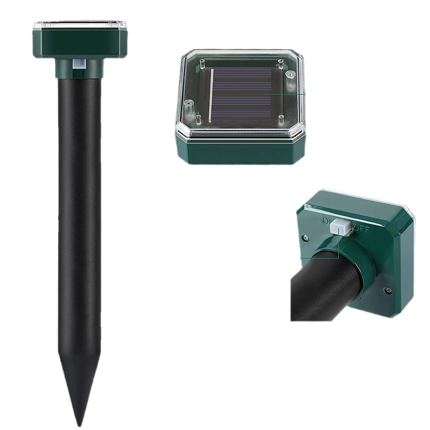 Solar-Powered Ultrasonic Rodent Repeller - High-Power Ground Stake for Snake and Rodent Control on Farms and Ranches