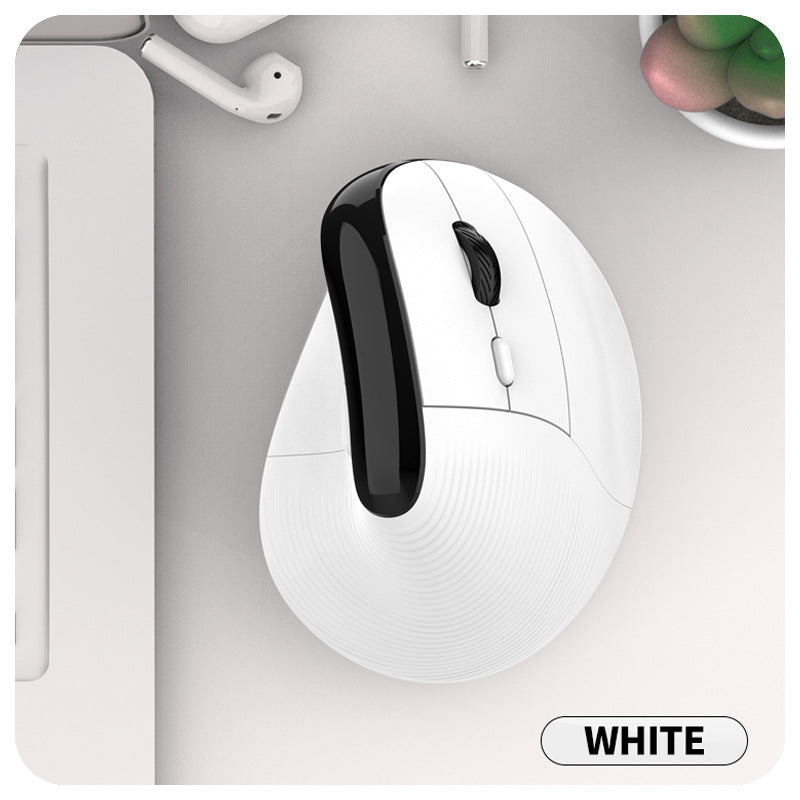 Shiny Silver Fox H5 Vertical Mouse - Rechargeable Wireless Bluetooth Dual-Mode Mouse for Business and Silent Office Use