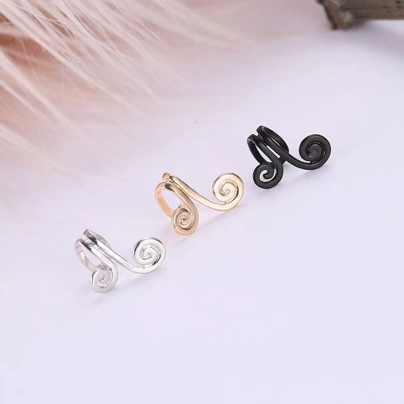 Personalized Minimalist Fashion Ear Cuffs - Black Mythical Wukong Flower Design Non-Pierced Ear Clamps