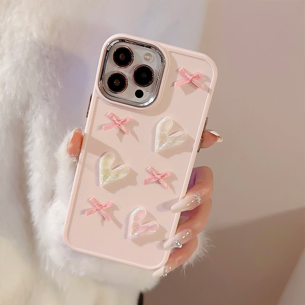 Pink love bow mobile phone case 3D design suitable for Apple series