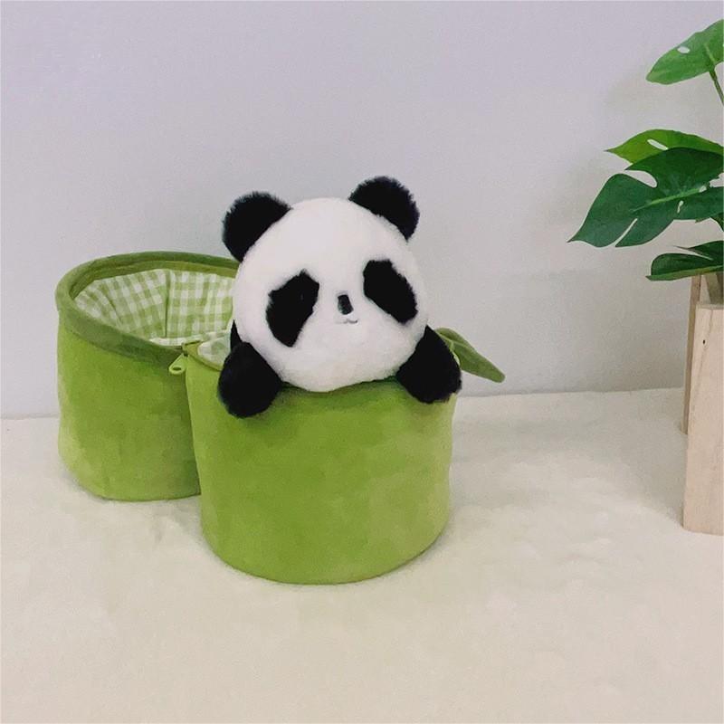 Bamboo Tube Panda Plush Toy - Adorable Panda Stuffed Animal and Pillow Gift