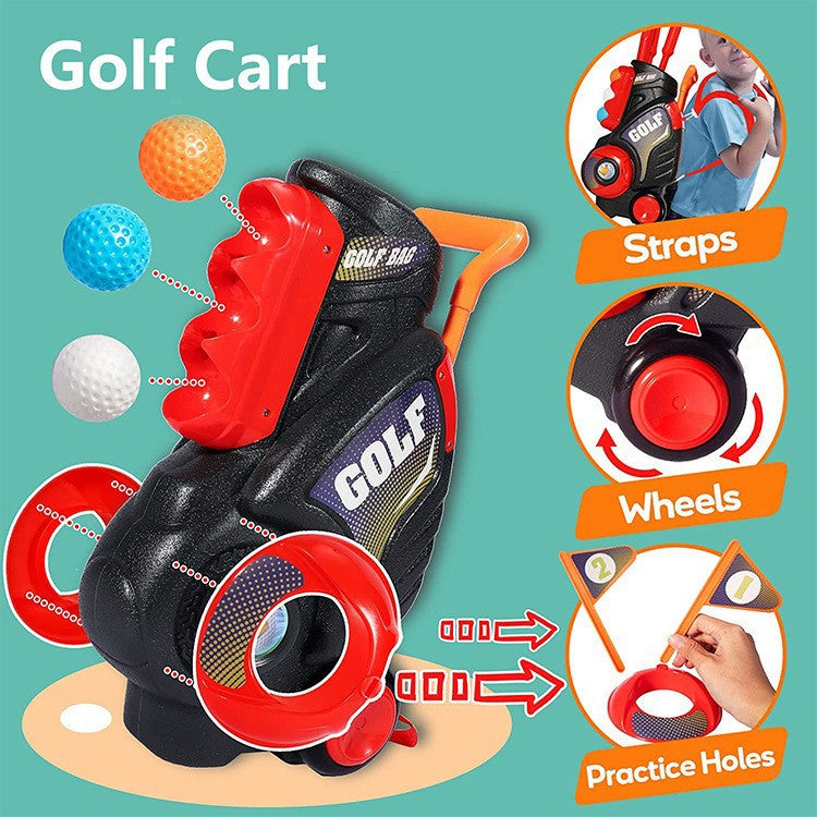 Children's Rolling Golf Bag Toy Set - Indoor/Outdoor Sports Kit for Interactive Play