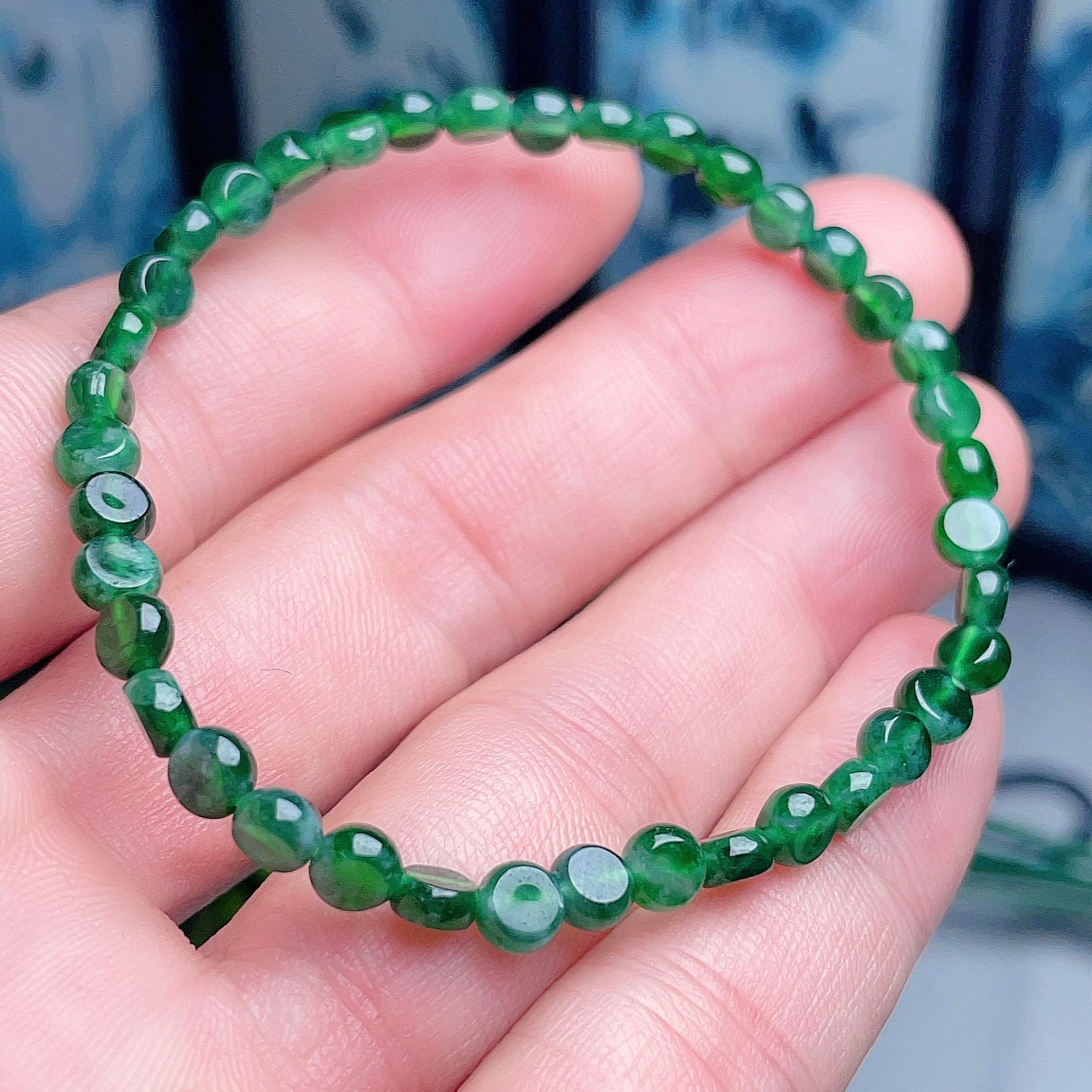 Natural jadeite full green bracelet