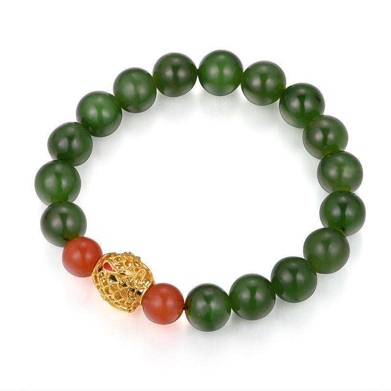 S925 Silver Natural Hetian Green Jade Bracelet