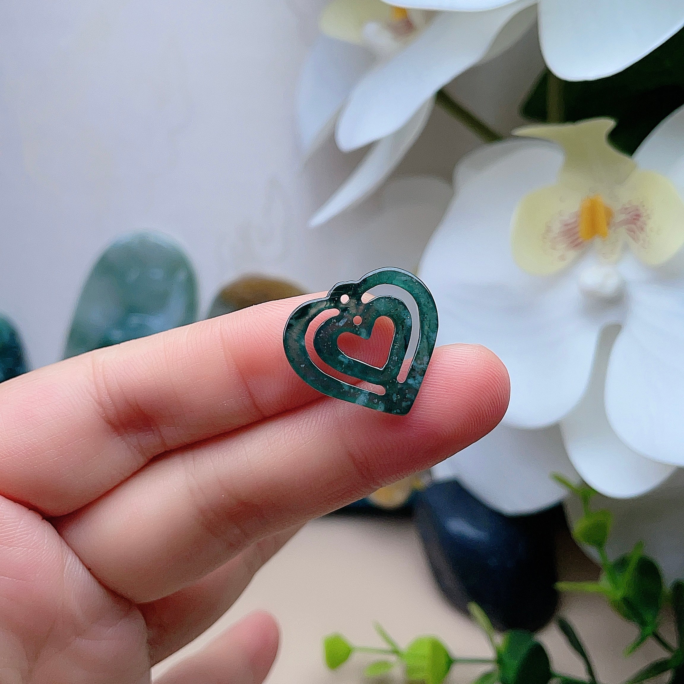 Natural Burmese Jade Heart Pendant