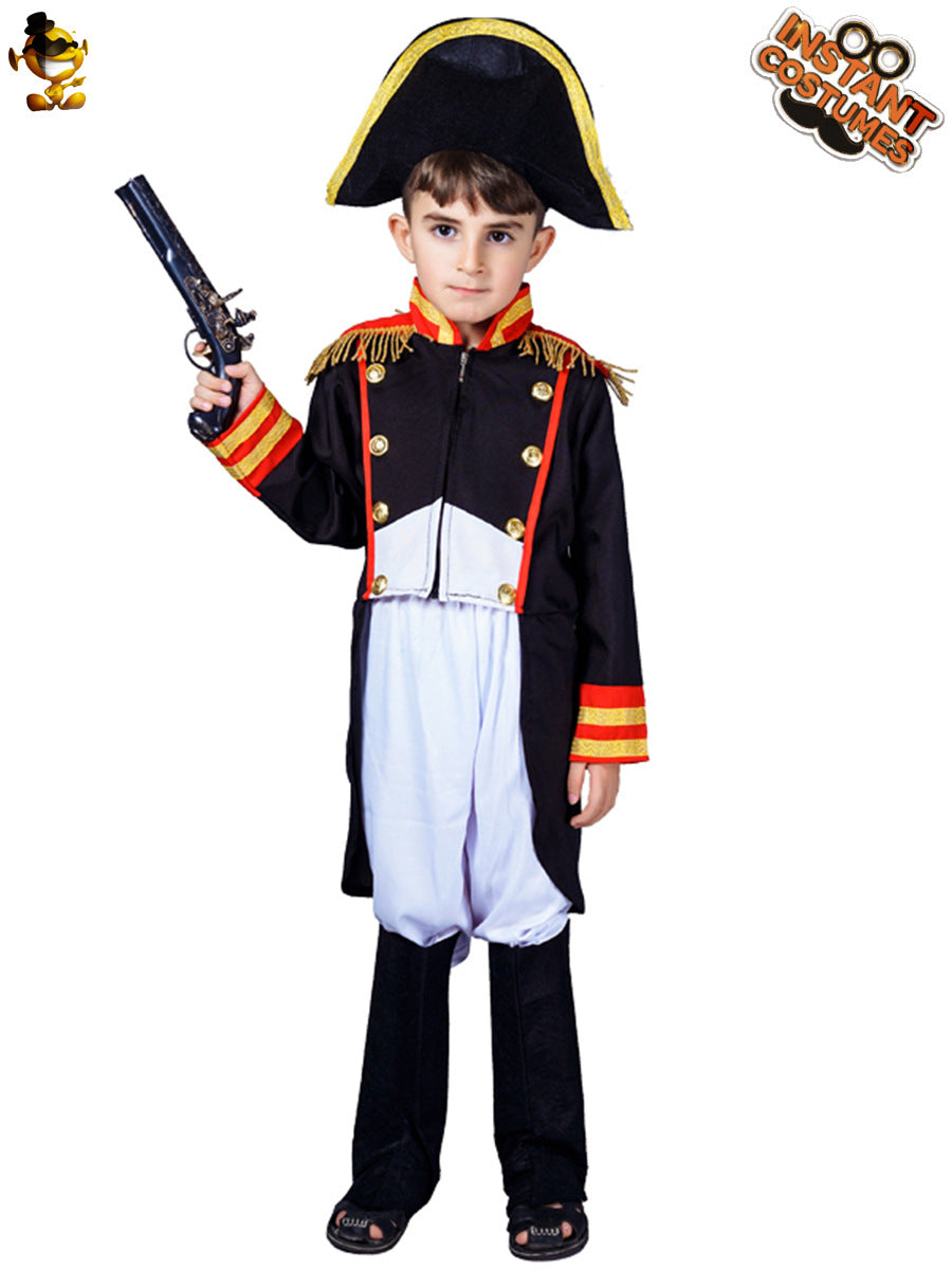 Children's Napoleon Costume for Halloween - Boys' General Tailcoat Set for Stage Performances and Festivals