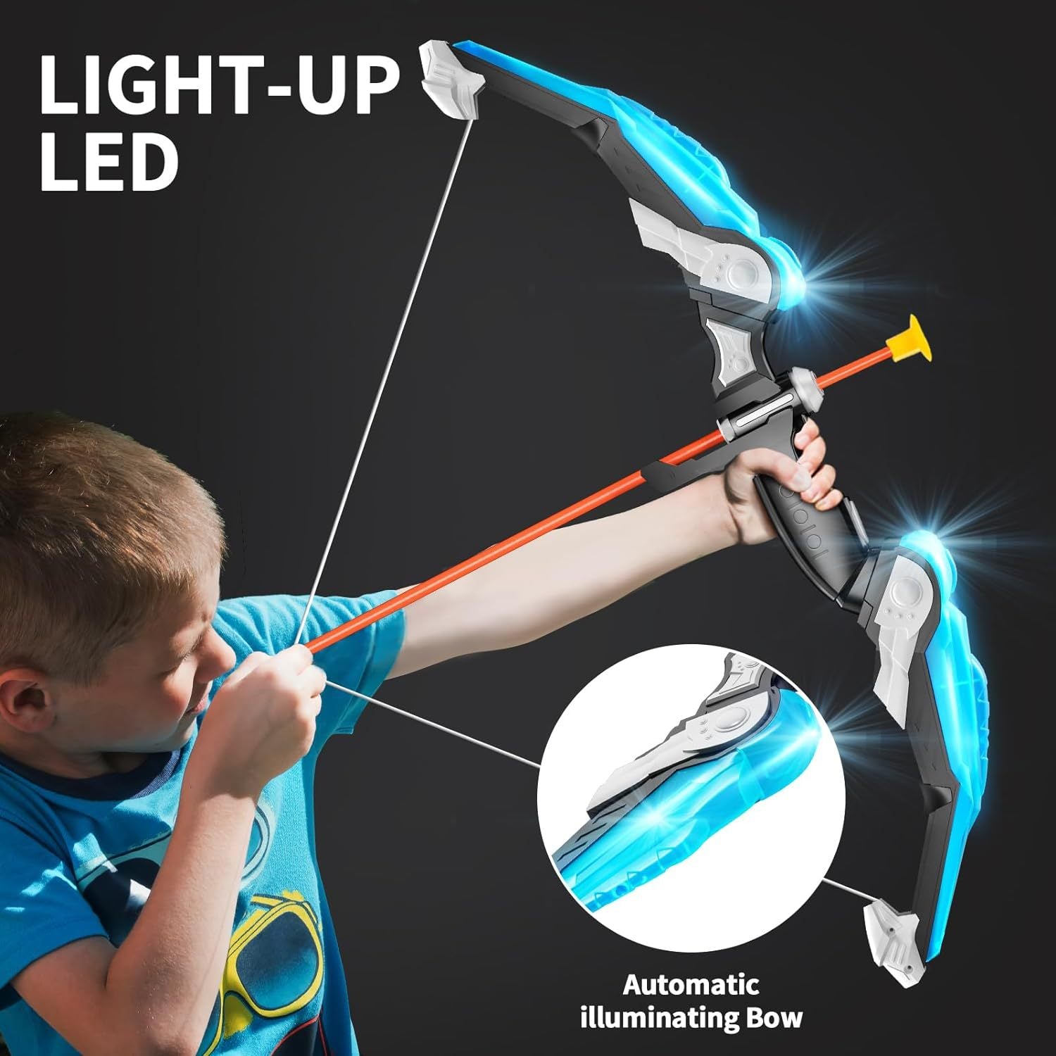 Children's Light-Up Archery Set - Sports Shooting Toy with Bow and Arrow for Boys