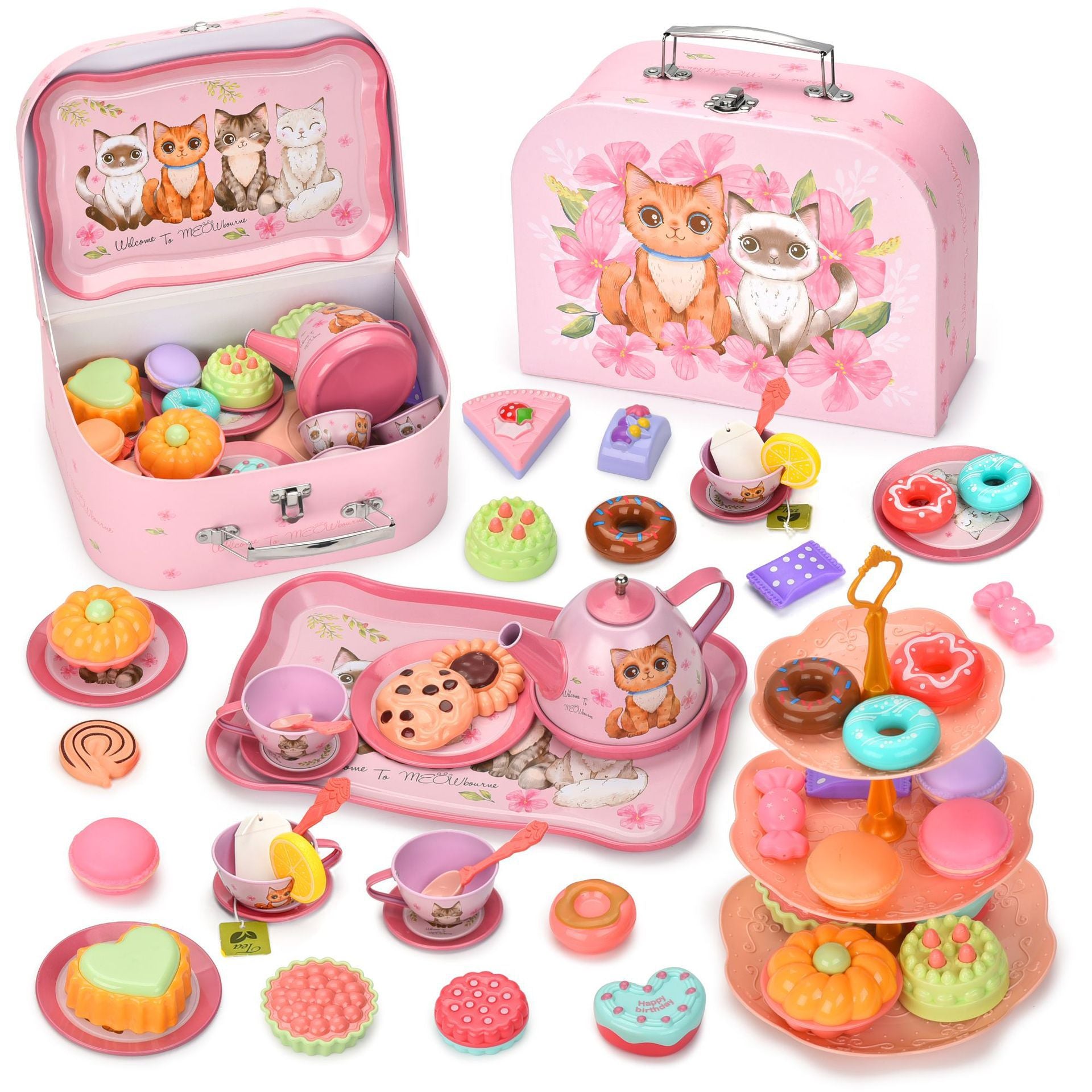 Royal Princess Afternoon Tea Set - Pretend Play Western Cake and Dessert Gift Box for Girls