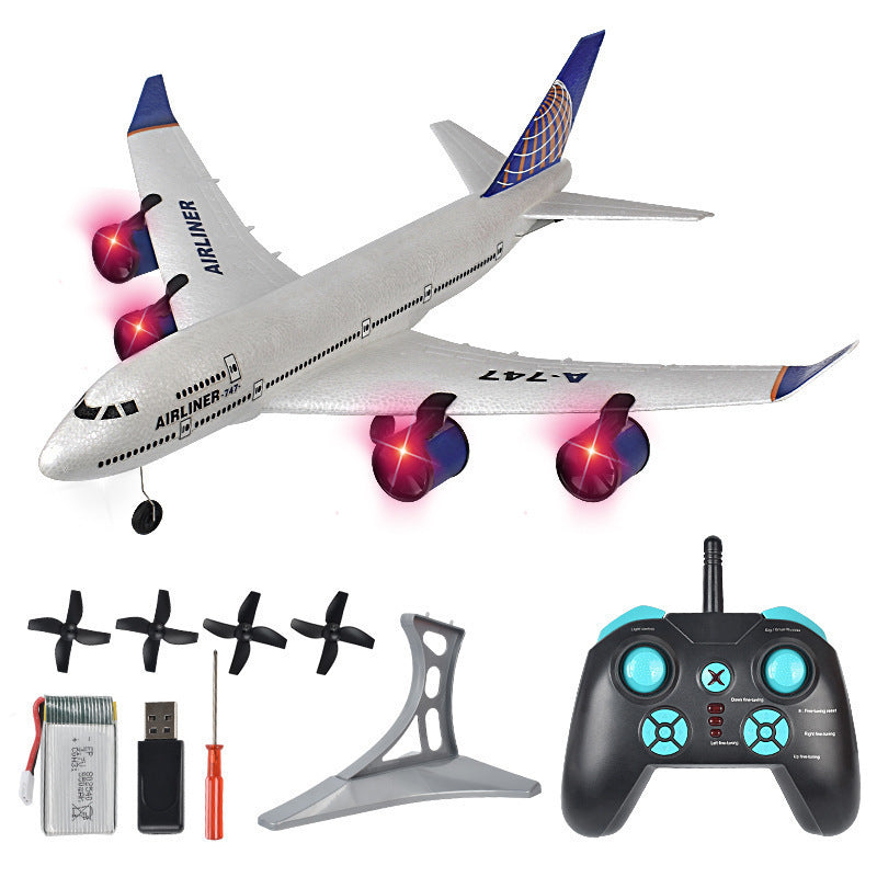 Three-Channel Commercial Airliner RC Plane - Boeing 747 Airbus Model with Fixed-Wing Ducted Fan, Foam Glider Aircraft