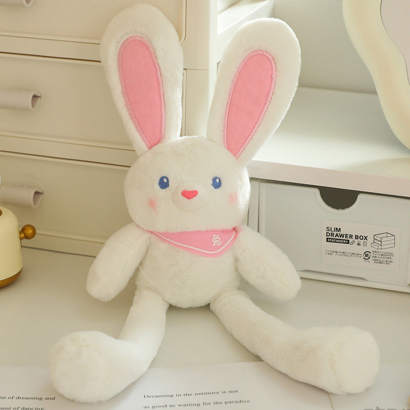 Dopamine Pull-String Rabbit Plush Keychain - Cute Bunny Plush Toy, Backpack Charm, and Heartfelt Gift