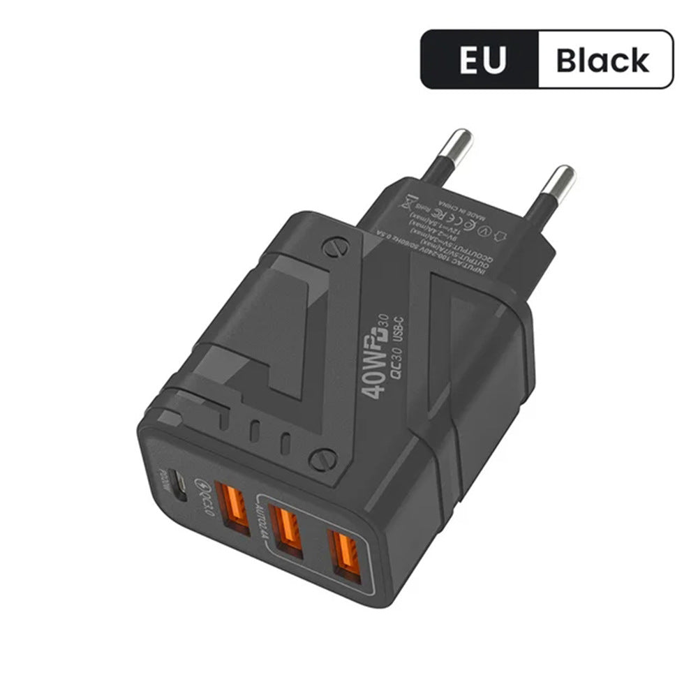 Mecha-Style Multi-Port Phone Charger - 5V 2A Adapter for Android & Apple Devices, EU/US/UK Plug