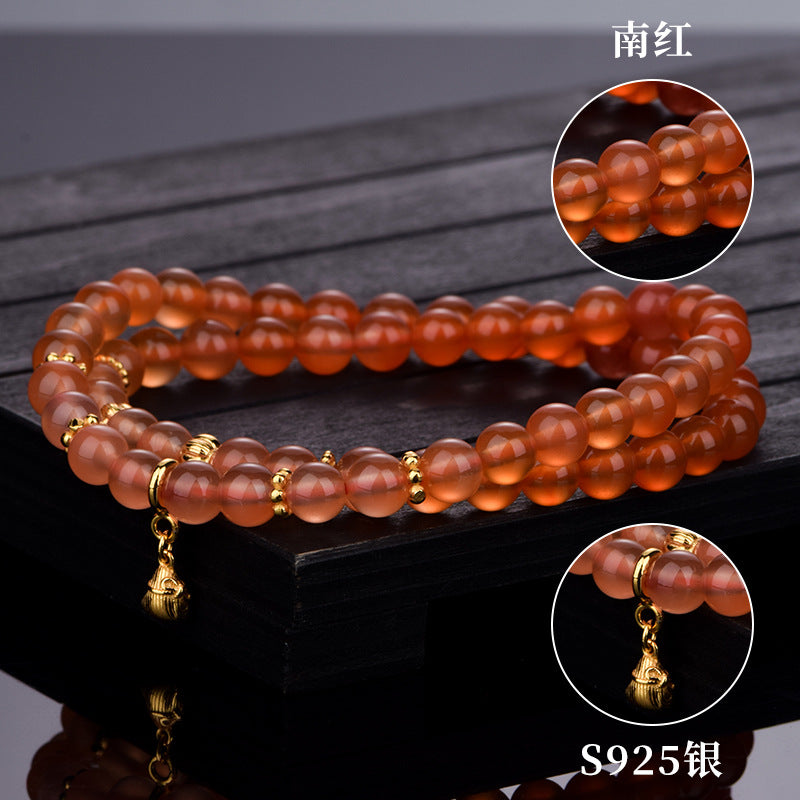 925 Silver  Natural South Red Agate Classic Bracelet