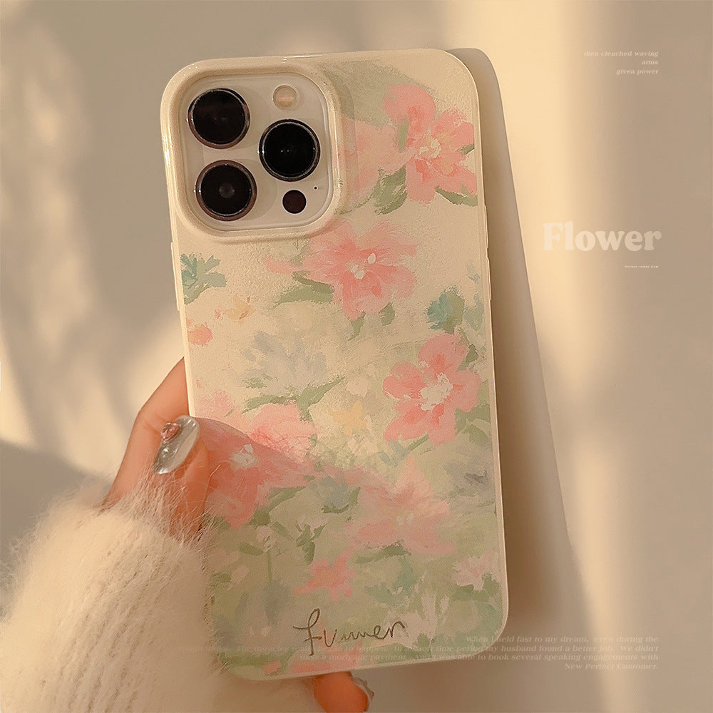 Oil painting garden mobile phone case silicone material suitable for Apple series