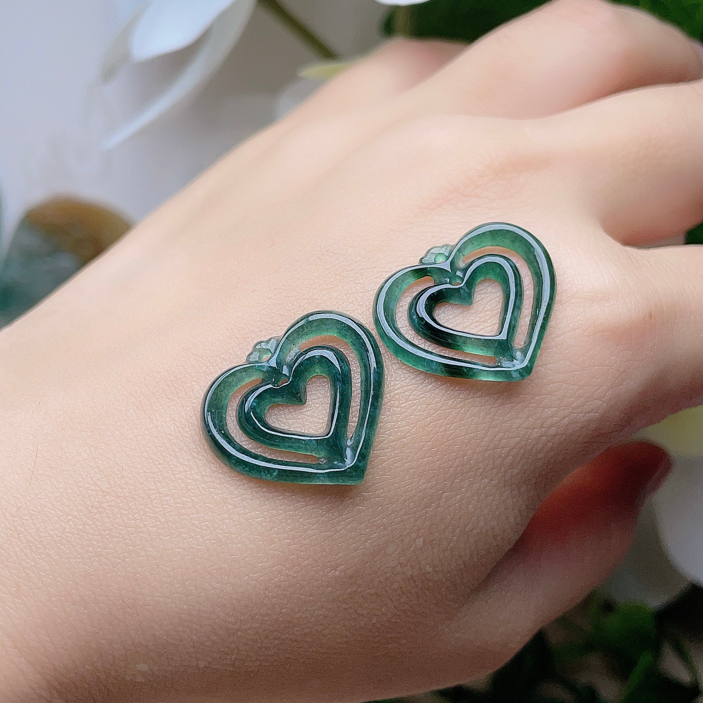 Natural Burmese Jade Heart Pendant