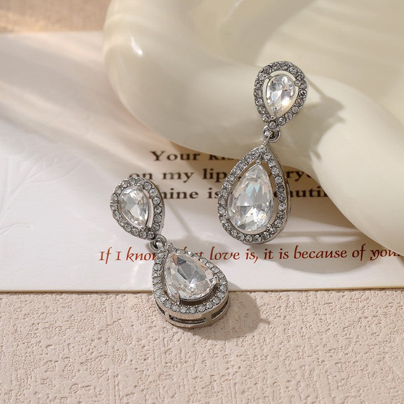 Elegant Fashion Drop Zircon Earrings - High-End Boutique Style, Perfect for Wedding and Formal Attire