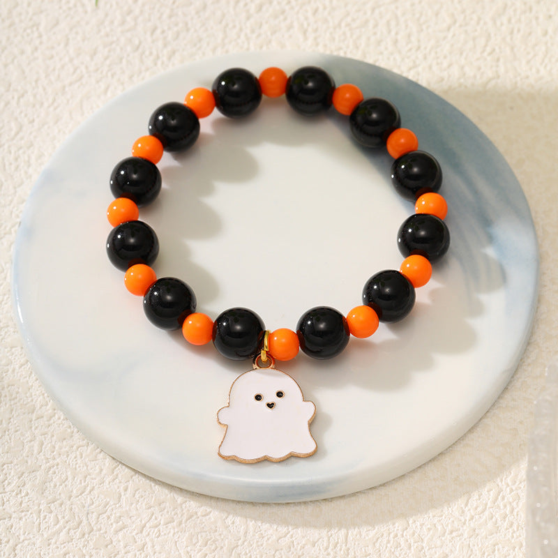 Handmade Halloween Beaded Bracelets - Pumpkin & Ghost Festival Orange Series, 10 Styles, New for September 2024