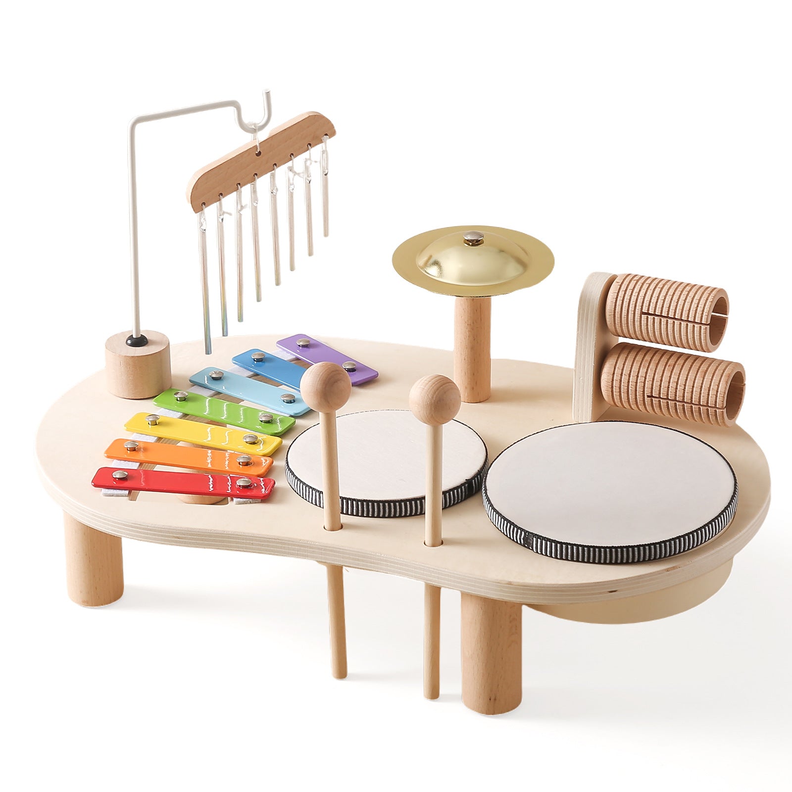 Multifunctional Wooden Music Station - Portable Early Learning Toy for Babies, Hand-Eye Coordination, and Xylophone Play