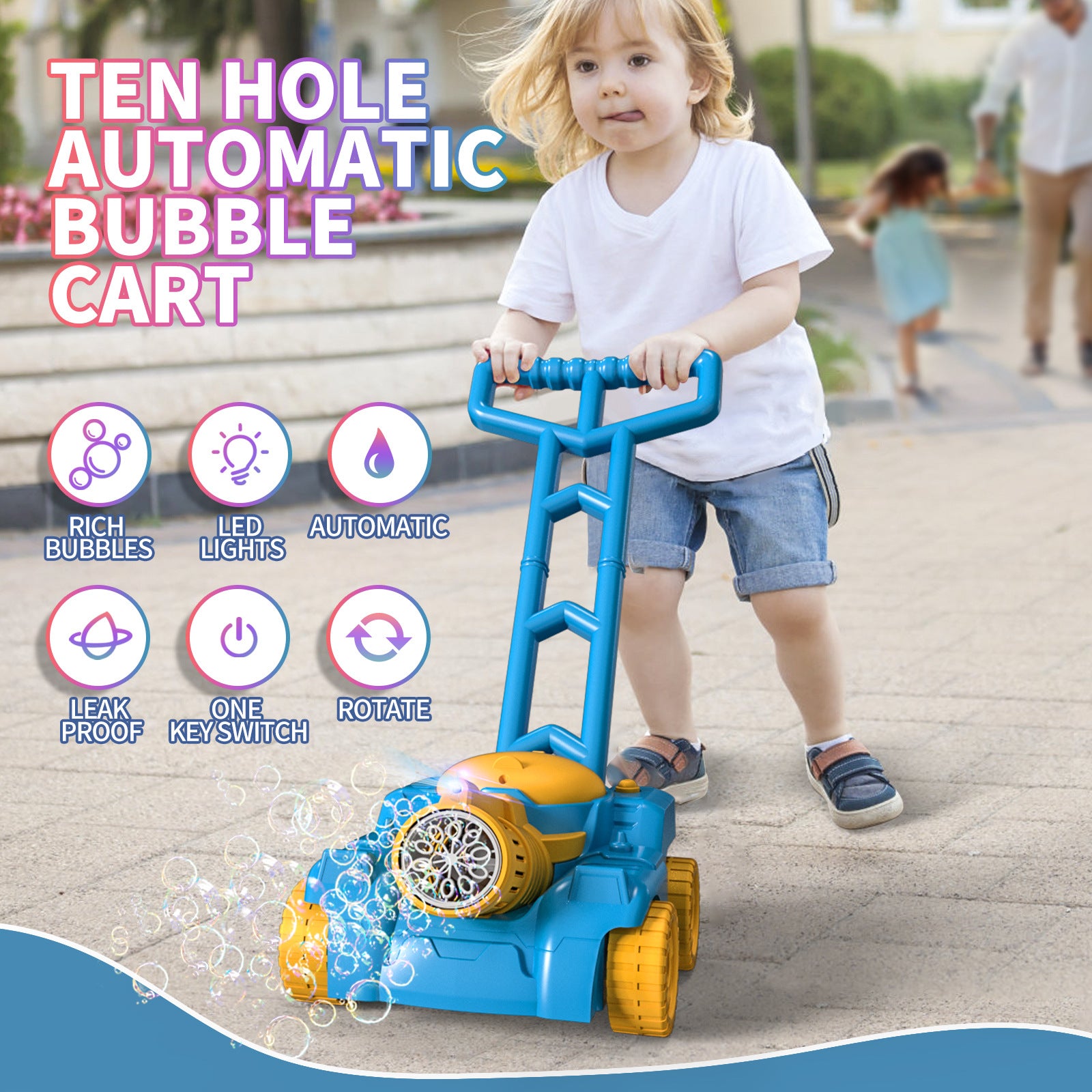 Children’s Tank Push Bubble Car - Electric Rotating Bubble Machine Toy for Outdoor Fun and Weddings