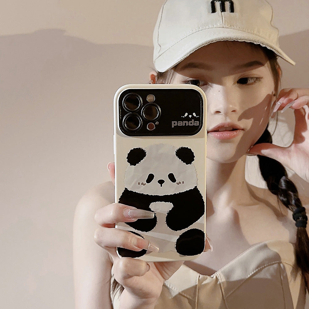 Fun black and white panda phone case suitable for Apple series cute creative protective case