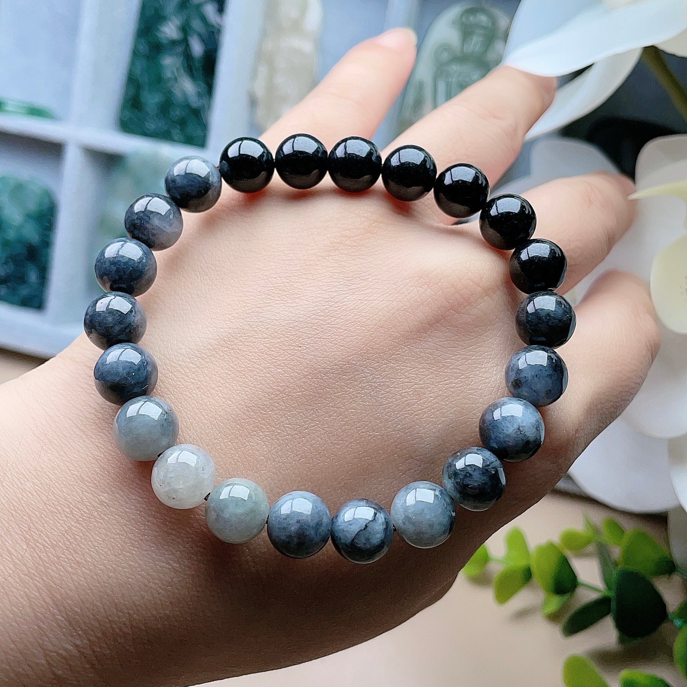 Natural Jade 9mm Black Jade Bracelet