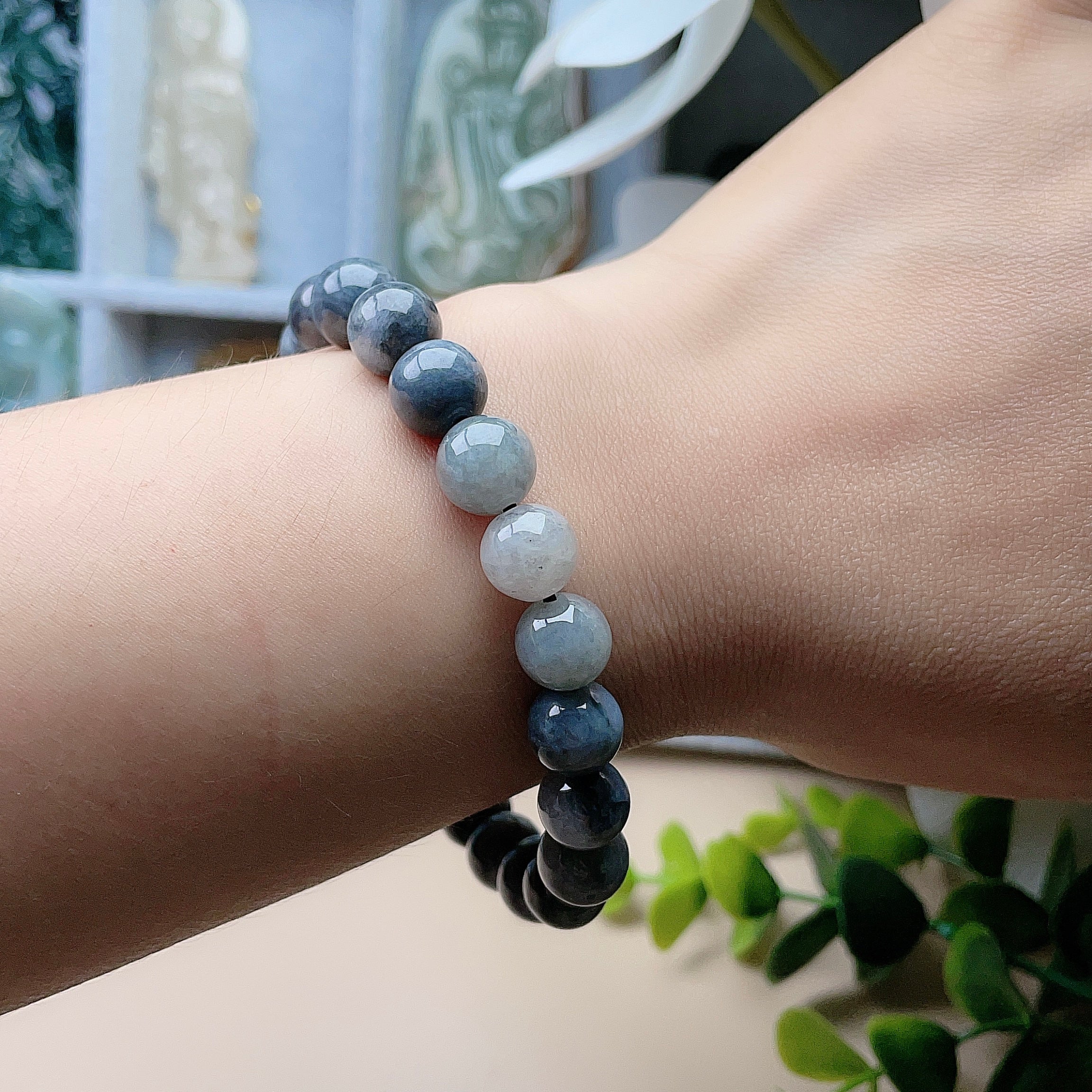 Natural Jade 9mm Black Jade Bracelet