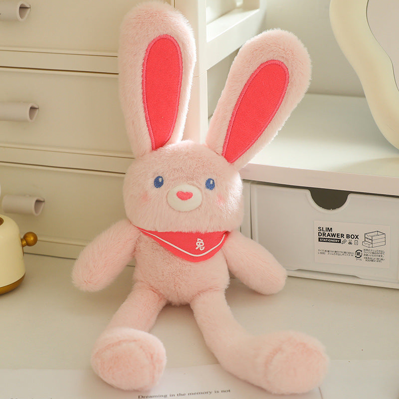 Dopamine Pull-String Rabbit Plush Keychain - Cute Bunny Plush Toy, Backpack Charm, and Heartfelt Gift