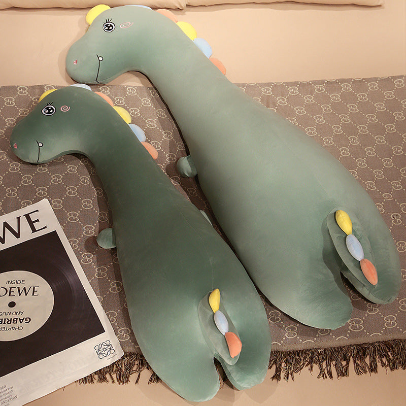 Cute Dinosaur Plush Toy - Long Body Pillow for Sleeping - Side Sleep Support - Girls and Boys Bed Cushion - Cartoon Headrest