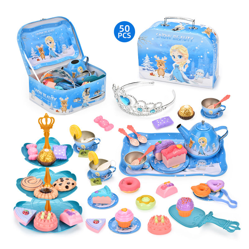 Royal Princess Afternoon Tea Set - Pretend Play Western Cake and Dessert Gift Box for Girls