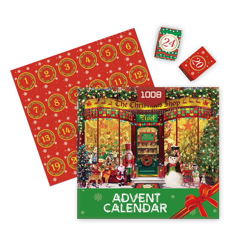 Christmas Countdown 24-Day Puzzle Advent Calendar - 1008-Piece Creative Paper Puzzle Toy, Blind Box Gift for Kids