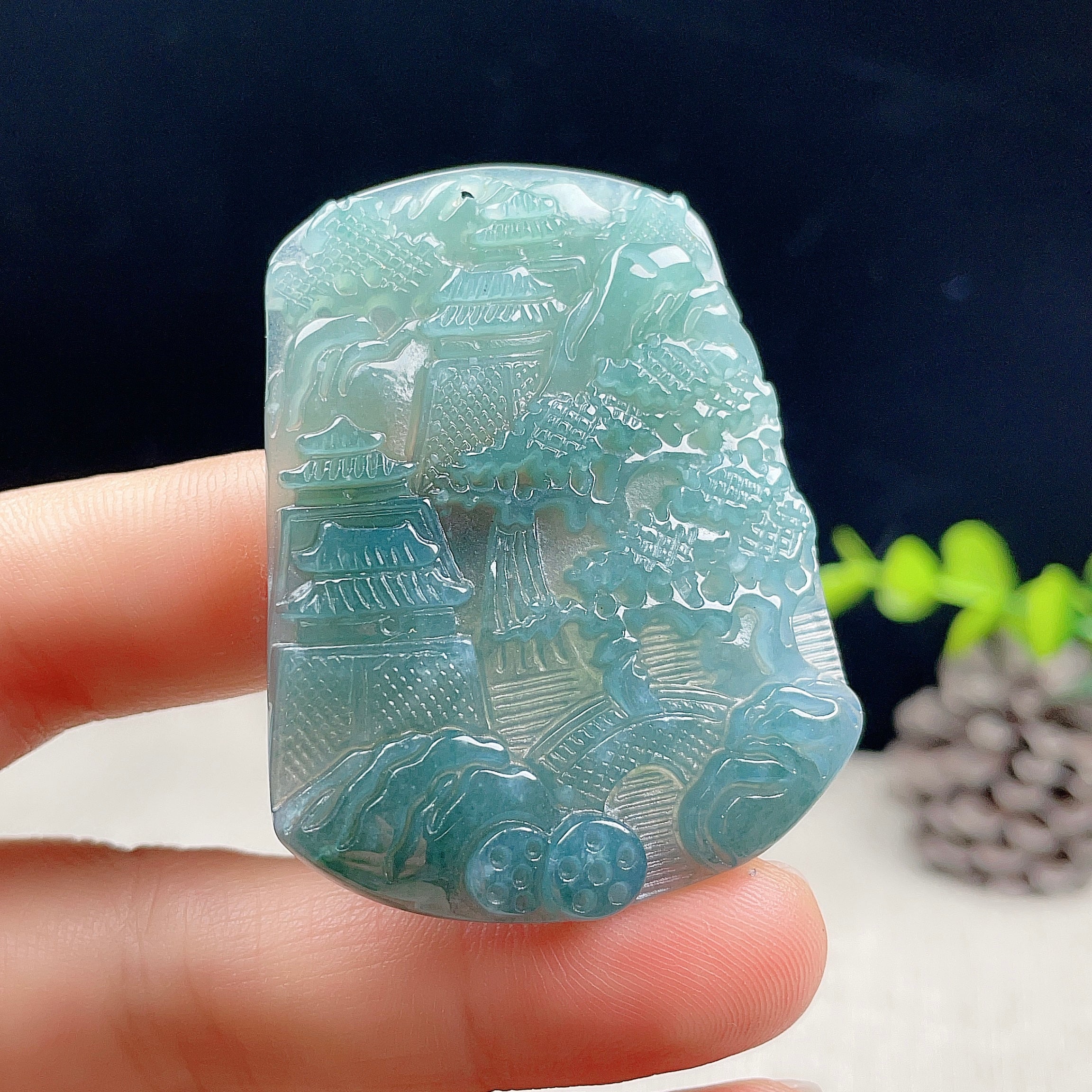 Myanmar Natural Jade Landscape Pendant