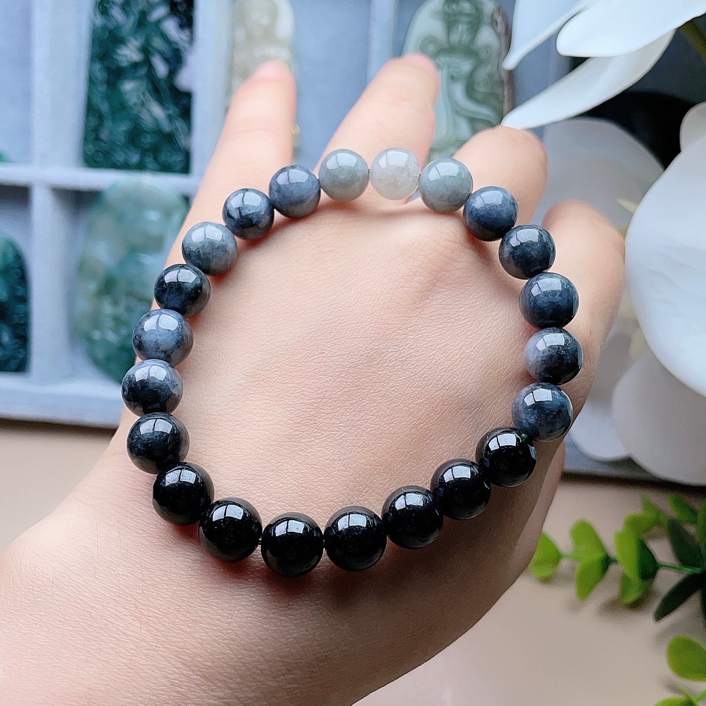 Natural Jade 9mm Black Jade Bracelet